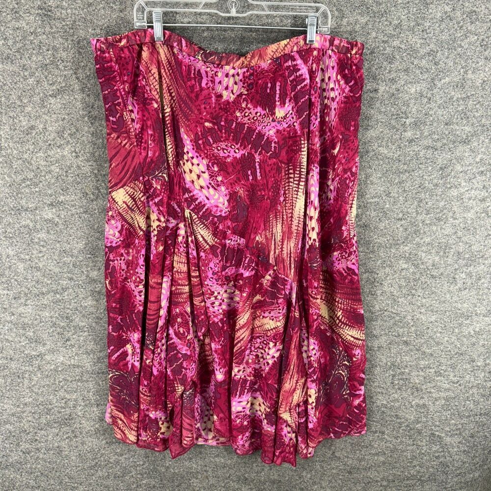 Added Dimensions Skirt Women 2X Plus Pink Geometric A-Line Midi Mid Rise Lined